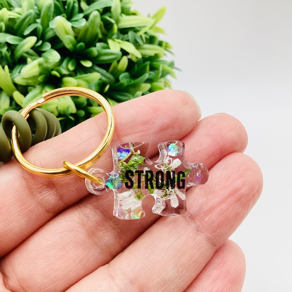Autism Awareness Floral Keychain